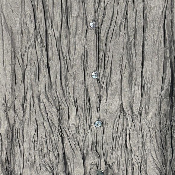 VTG Chicos Crinkle Silk Ruffle Sleeve Button Up Shirt Sz 1 = US: M/8 Luxe Party - Picture 3 of 12